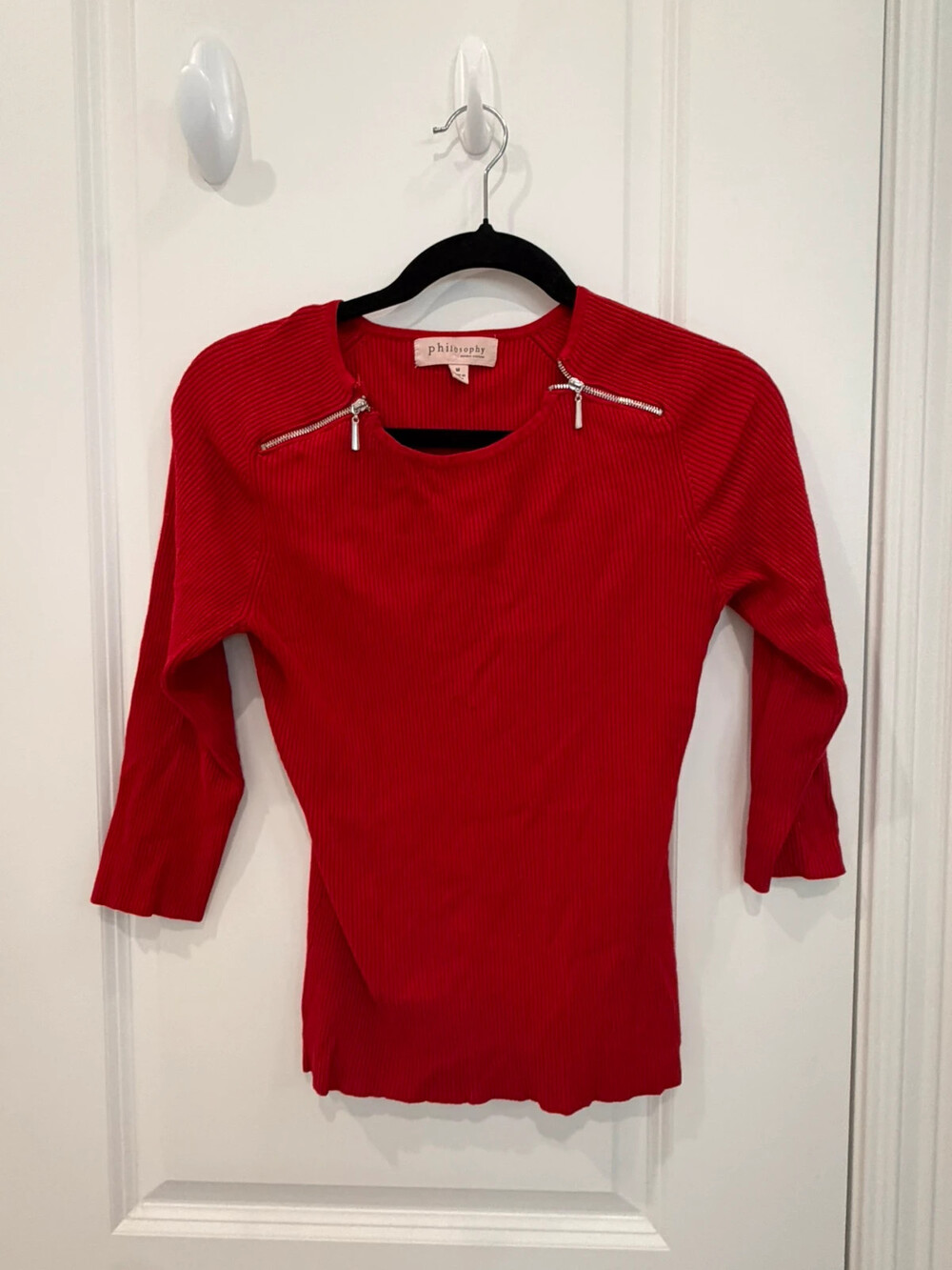 Philosophy red sweater lightweight stylish dress up fall